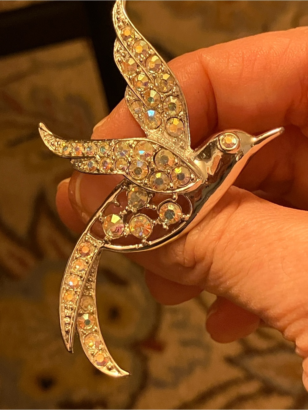 Bird Brooch! Sarah Coventry signed brooch and earrings -Hummingbird Set!
